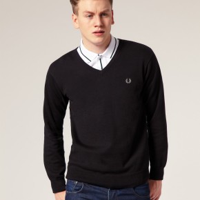 Fred Perry - Pull en coton col V