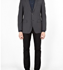 Hugo Boss Black Charcoal Navy Gingham Wool Blazer-4