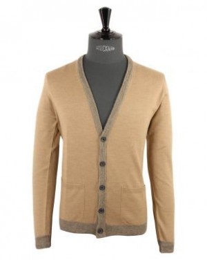 Melinda Gloss Cardigan Camel Et Marron En Laine