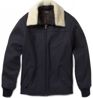 A.P.C. Wool Jacket With Shearling Collar